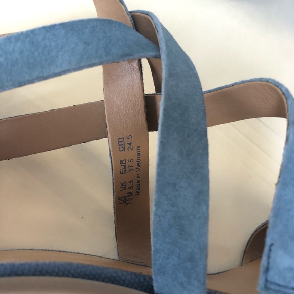 Franco Sarto Blue Suede Strappy Sandals - Picture 6 of 8